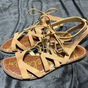 Sam Edelman strappy tie sandals tan size 8.5